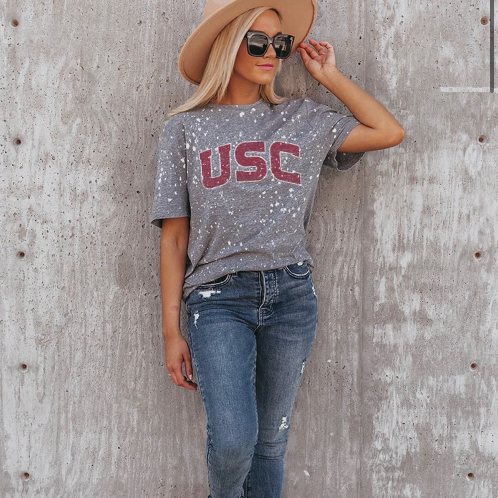 USC Tee Better Times Bleached Splash-Dyed